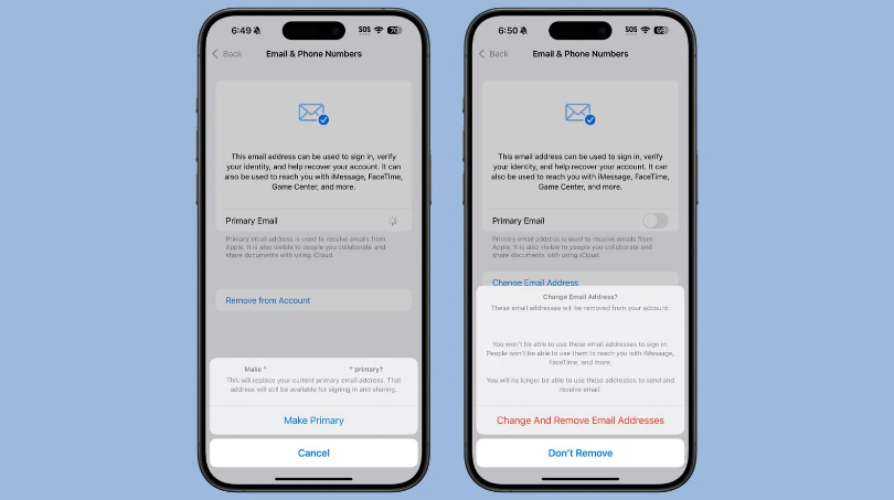 西畴苹果手机维修分享苹果 iOS 18.1 支持设置“主要”邮箱地址并更改 iCloud 邮箱 
